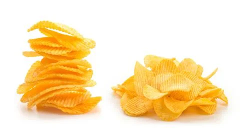 Potato chips on white background Stock Photos