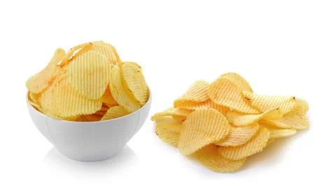 Potato chips on white background Stock Photos