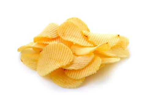 Potato chips on white background Stock Photos