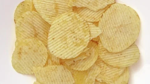 Potato chips in a white dish 動画素材 258067357