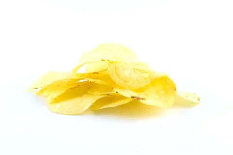 Potato chips on white Stock Photos