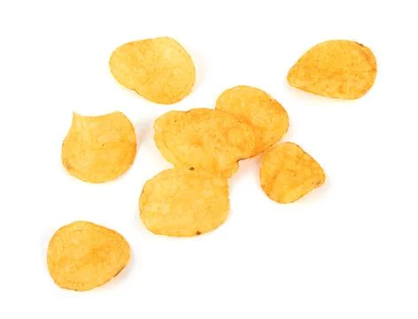 Potato chips on white Stock Photos