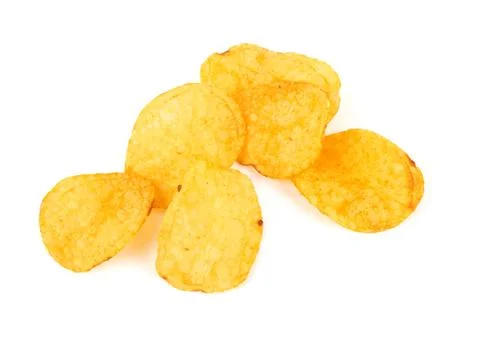 Potato chips on white Stock Photos