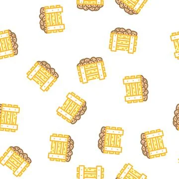 Potato crate vector seamless pattern Stock Illustration