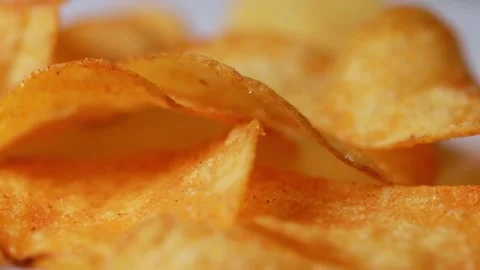 Potato crisps in a close up Stockbeeldmateriaal 148332591