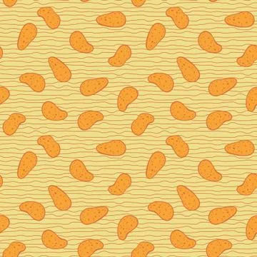 Potato crisps seamless vector yellow pattern 스톡 일러스트
