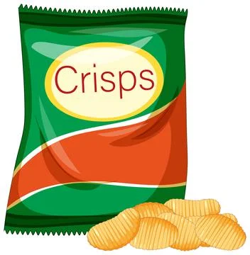 Potato Crisps Snack Bag with Chips Illustration Stock Illustration