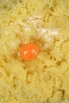 Potato dough making Stock Photos