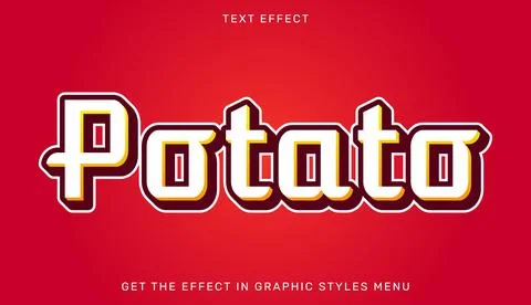 Potato editable text effect with 3d style Stock Illustration