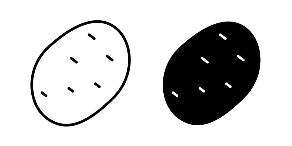 Potato icon silhouette vector set. thin line pack Stock Illustration