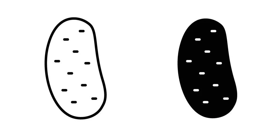 Potato icon vector concepts, line and silhouette style Stock Illustration