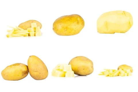Potato isolated on white background slice cube fresh Stock Photos