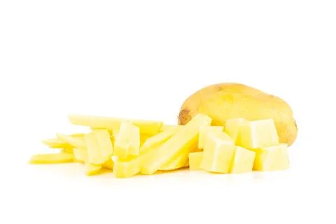 Potato isolated on white background slice cube fresh Stock Photos