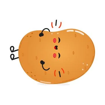 Potato laughs character. Vector hand drawn cartoon kawaii character illustr.. Stock Illustration