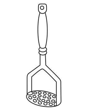 Potato masher - vector linear illustration for coloring. Outline. Stock Illustration