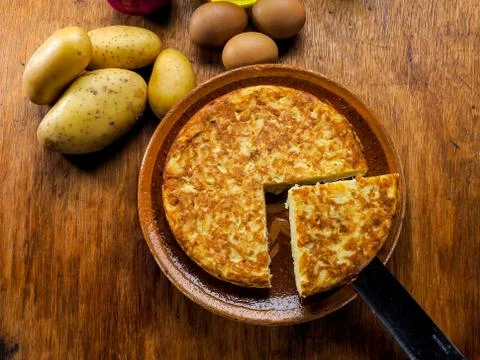 Potato omelette plate Stock Photos