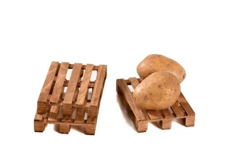 Potato on pallets on an isolated background Stock Photos