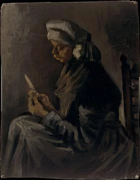 The Potato Peeler (reverse: Self-Portrait with a Straw Hat) 1885 Vincent va.. Stock Illustration