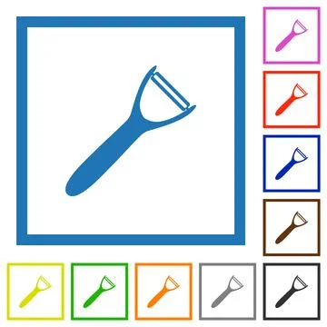 Potato peeler solid flat framed icons 库存插图