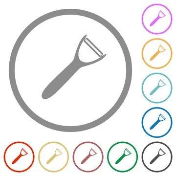Potato peeler solid flat icons with outlines Stock Illustration