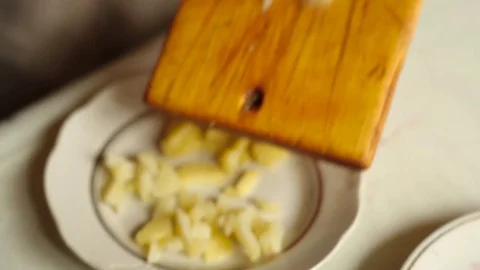 Potato. Preparation of a dish herring under a fur coat. Stock Footage 70269370