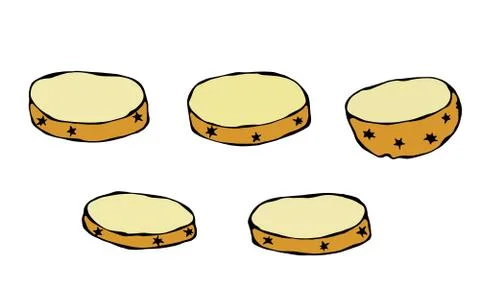 Potato Round Slices. Half of Potato and Potato Cuts. Fresh Farm Harvest Produ Stock Illustration