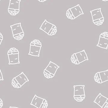 Potato sack line vector seamless pattern Stock Illustration