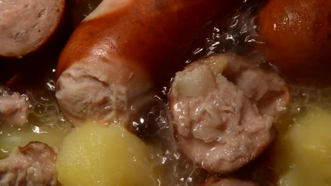 Potato with sausages Stock Footage 252857942