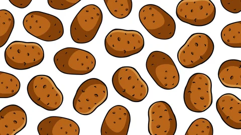 Potato Seamless Pattern Background Fresh Farm Vegetable Texture for Food and Stock Footage 337143833