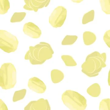 Potato Seamless Pattern . Whole, Slices, Half, Circle Potatoes. Tasty Vegetable Illustrazione stock