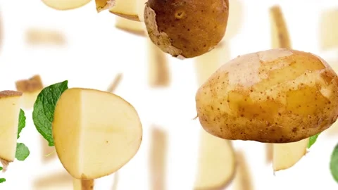 Potato Slice and Leaf Stream Video stock 213511794