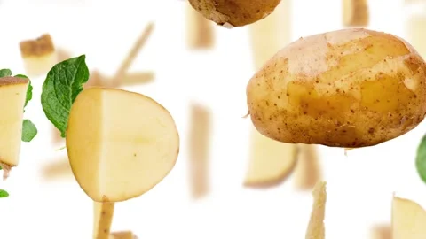 Potato Slice and Leaf Stream Stock Footage 218152903