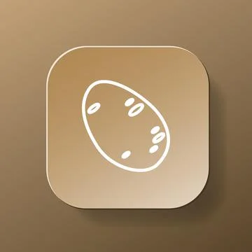 Potato square button, white outline icon on the brown color plate. Healthy Stock Illustration