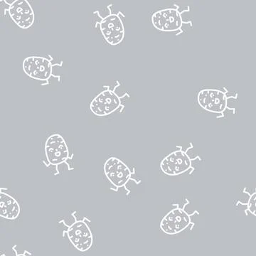 Potato vegetable character line vector seamless pattern 스톡 일러스트