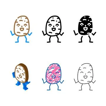 Potato vegetable forms character color icon vector Stock Illustration