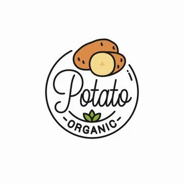 Potato vegetable logo. Round linear of potatos Stock Illustration