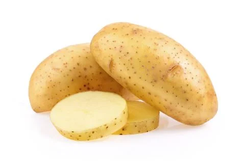 Potato on white background close up Stock Photos