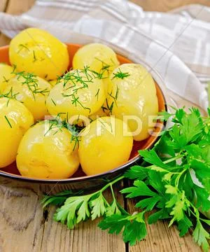 Potatoe boiled with dill and parsley Stock-Fotos