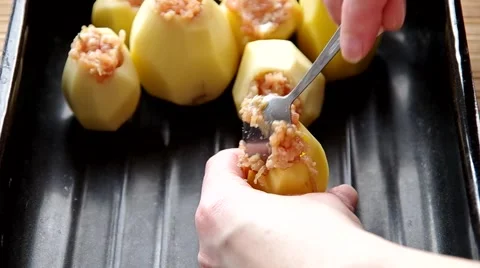 Potatoes and minced meat Stock Footage 48191582