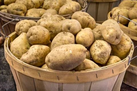 Potatoes in Basket Stock Photos