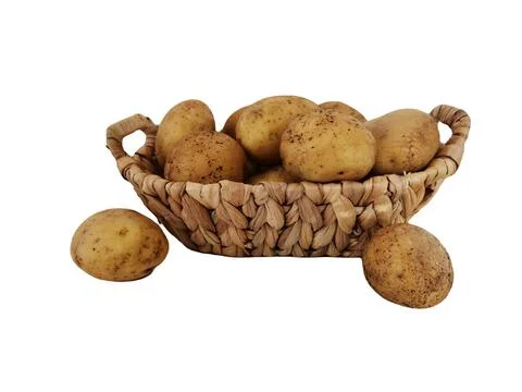 Potatoes in a basket. Stock Photos