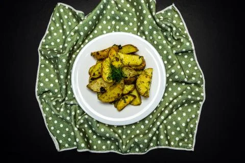 Potatoes on a black background Stock-Fotos