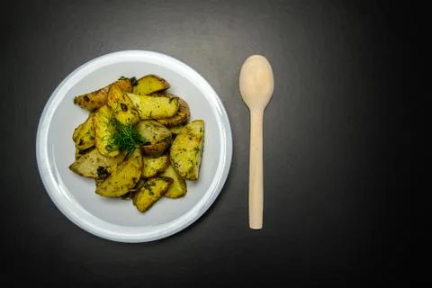 Potatoes on a black background Stock-Fotos