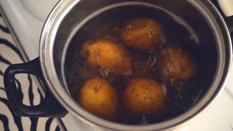 Potatoes in boiling water Stock Footage 76121166