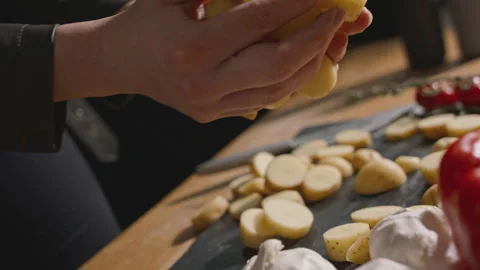 Potatoes In Bowl Handheld Stock Footage 245701763