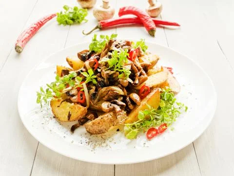Potatoes with champignons Stock Photos