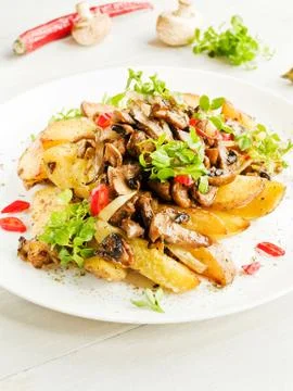 Potatoes with champignons Stock Photos