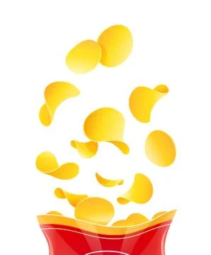 Potatoes chips. Fast-food in packaging. Stock-Illustration