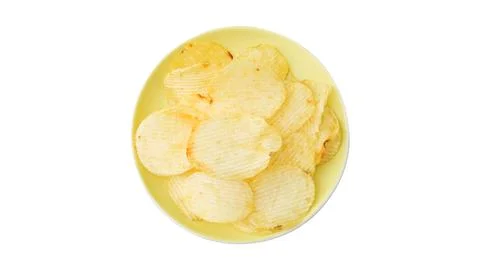 Potatoes chips on a white background. Stock Photos