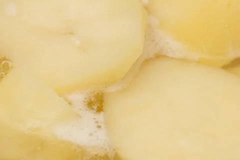Potatoes cooked in the background. macro Stock Photos